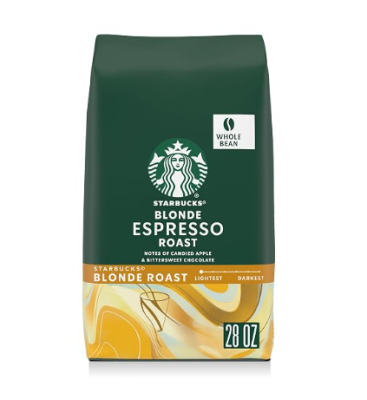 Кава Starbucks у цільних зернах, гаряча або холодна кава Starbucks Blonde Espresso Roast, 28 унцій * 6 ШТУК 